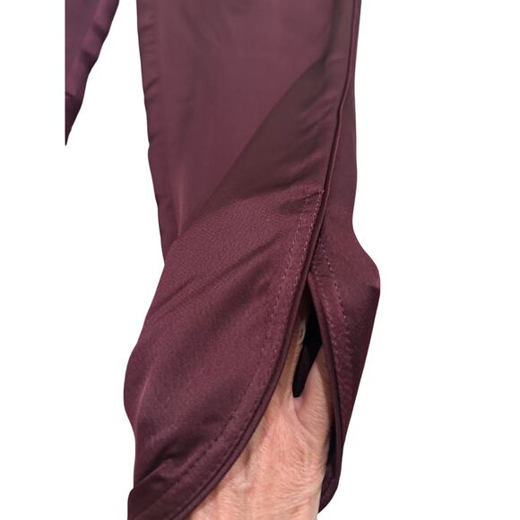 NEW Satin Ankle Trousers Silk Tulip Hem With Pockets Quiet Luxury, Port, size 8 - Picture 10 of 11
